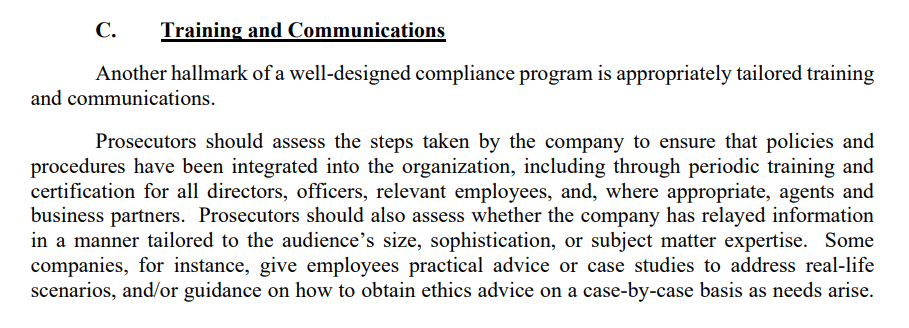 Excerpt from Section C from the US Department of Justice 